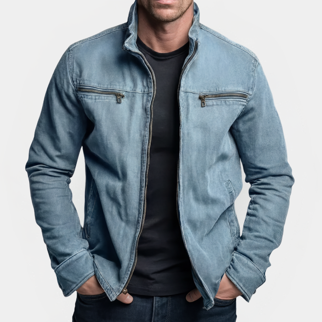 Veste homme | Veste zippée à col montant avec double poche poitrine