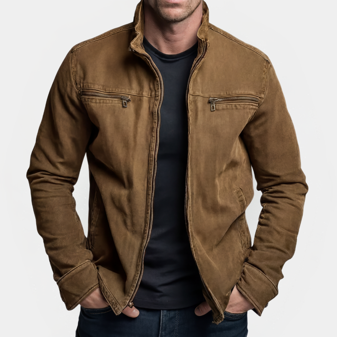 Veste homme | Veste zippée à col montant avec double poche poitrine