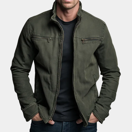 Veste homme | Veste zippée à col montant avec double poche poitrine