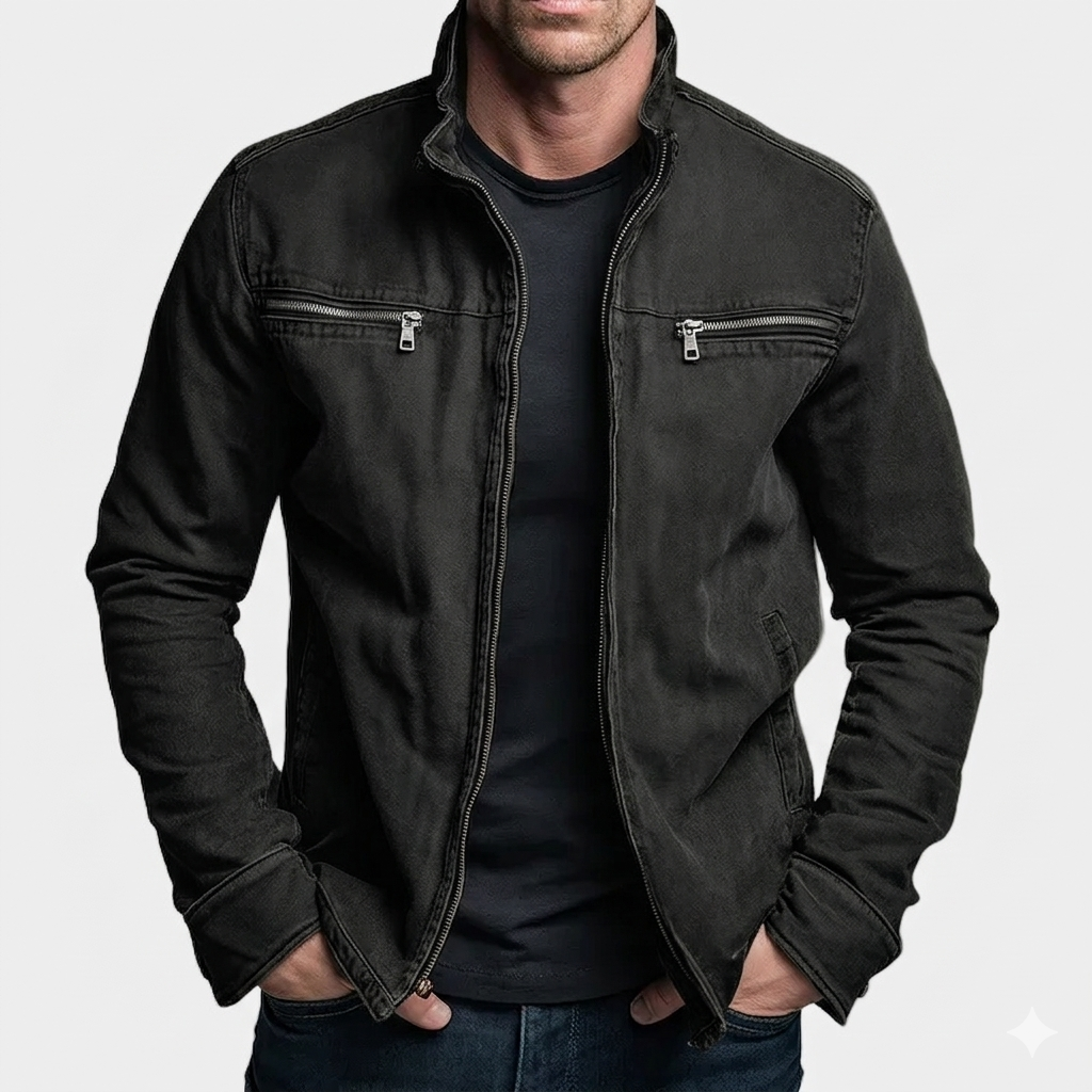 Veste homme | Veste zippée à col montant avec double poche poitrine