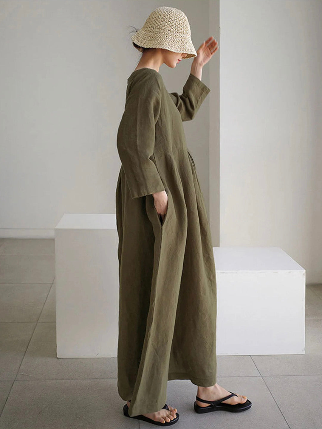 Capucine | Robe Longue Décontractée en Lin avec Poches pour un Style Chic et Aéré