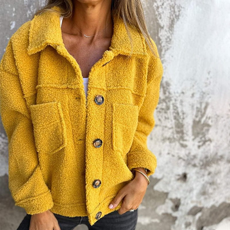 Victoire | Veste Teddy Femme à Col Revers et Poches Poitrine