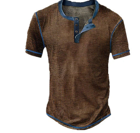 Arnaud | Chemise Homme Bicolore Col Partiellement Boutonné Manches Courtes Confortable