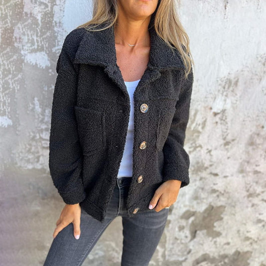Victoire | Veste Teddy Femme à Col Revers et Poches Poitrine