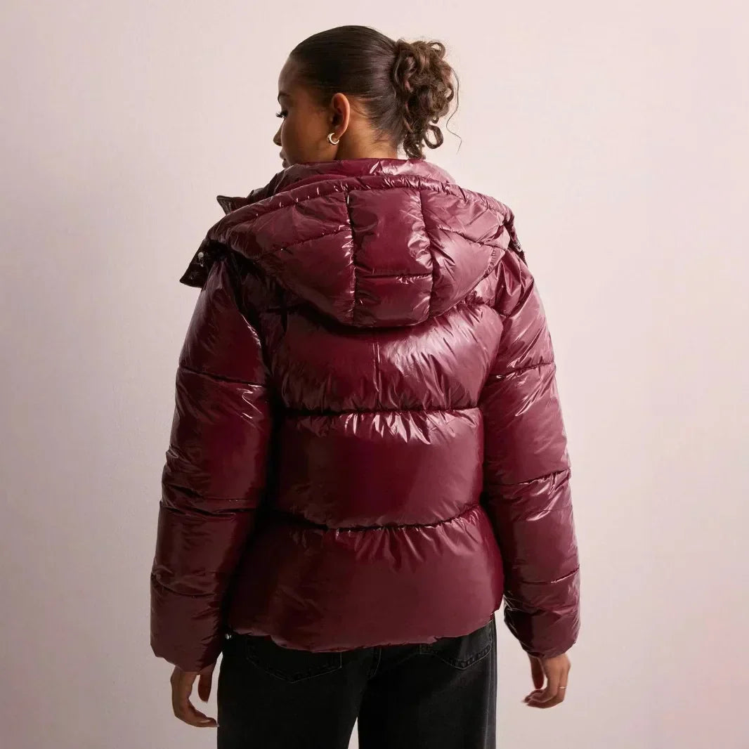 Puffer Jacket Brillante Courte Femme | Chaude, Stylée et Parfaite pour la Ville