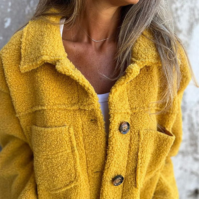 Victoire | Veste Teddy Femme à Col Revers et Poches Poitrine