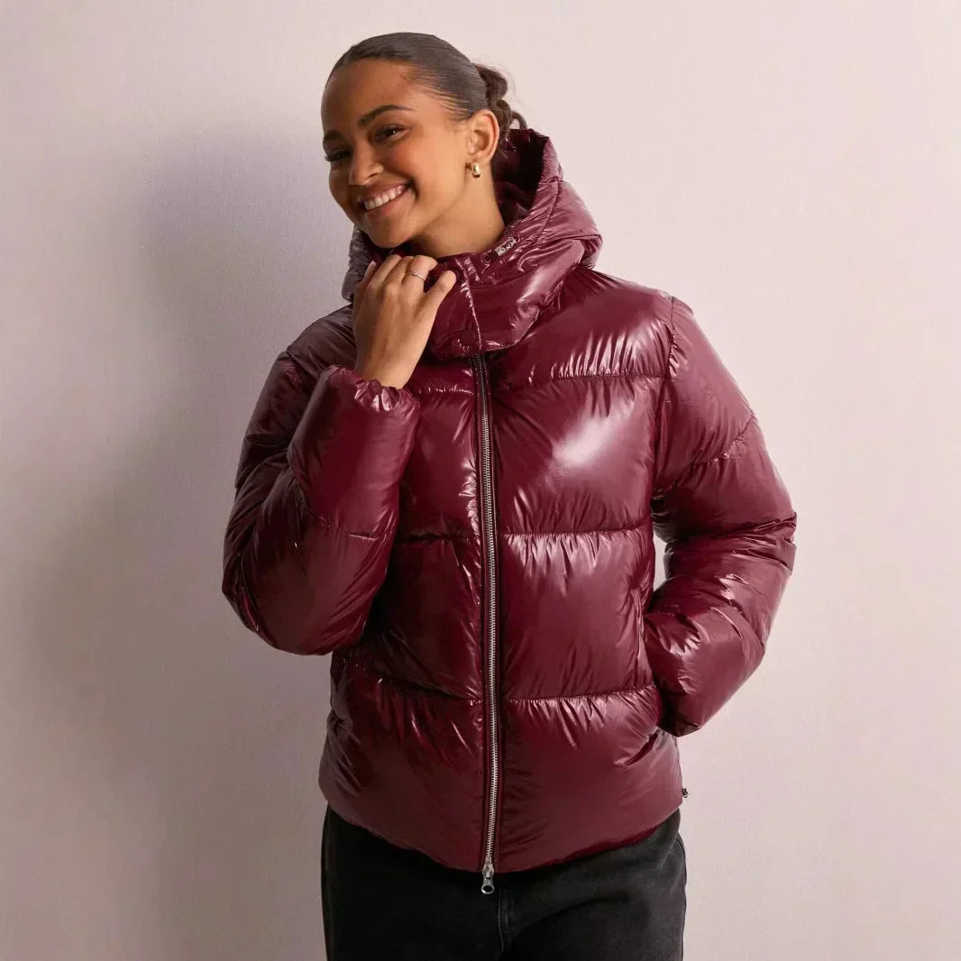 Puffer Jacket Brillante Courte Femme | Chaude, Stylée et Parfaite pour la Ville