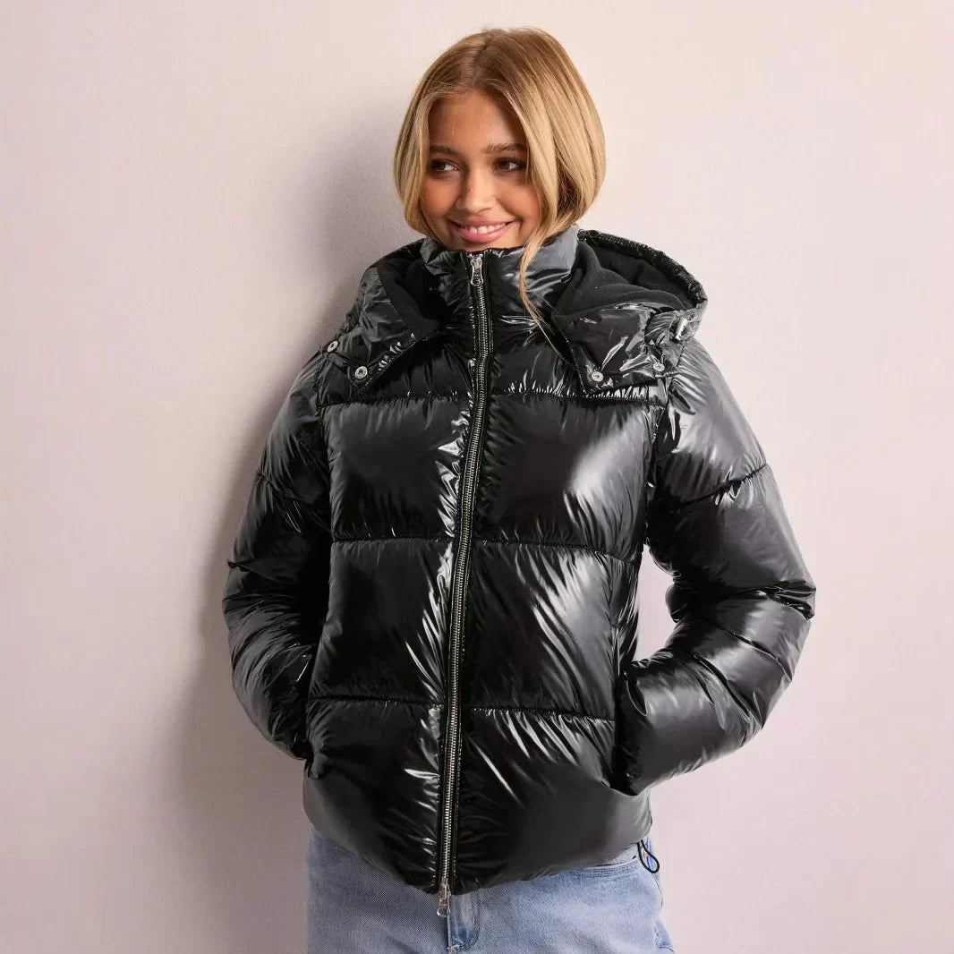 Puffer Jacket Brillante Courte Femme | Chaude, Stylée et Parfaite pour la Ville