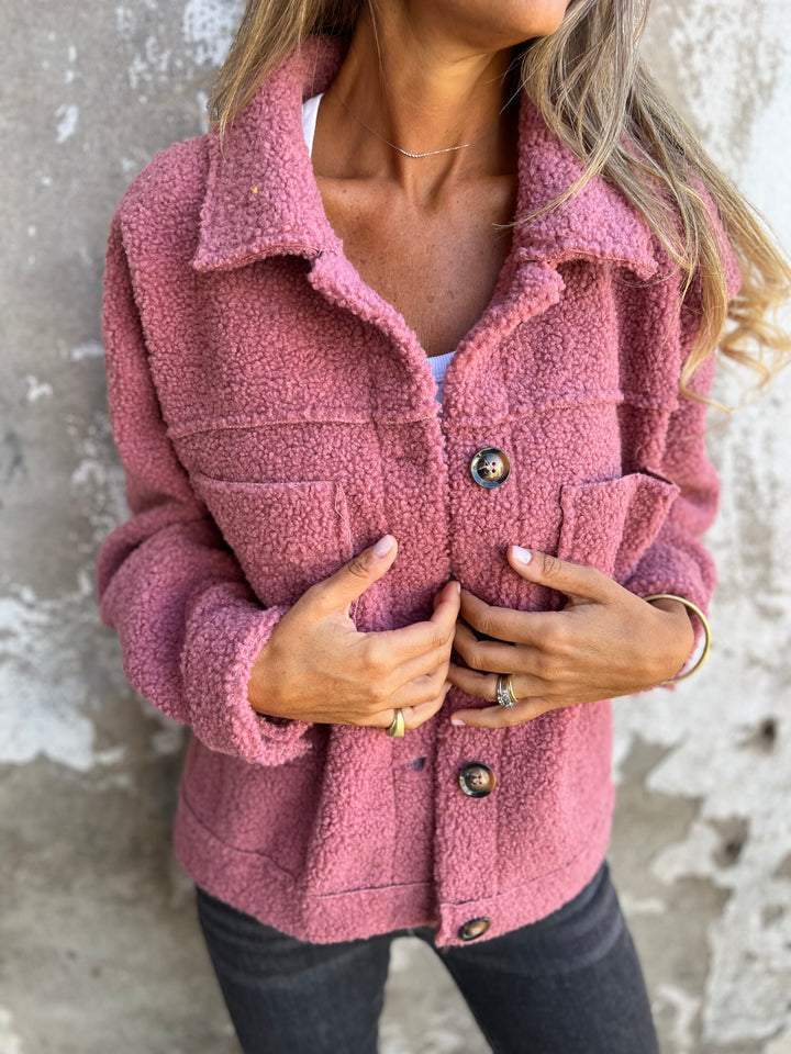 Victoire | Veste Teddy Femme à Col Revers et Poches Poitrine