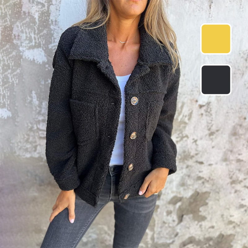 Victoire | Veste Teddy Femme à Col Revers et Poches Poitrine