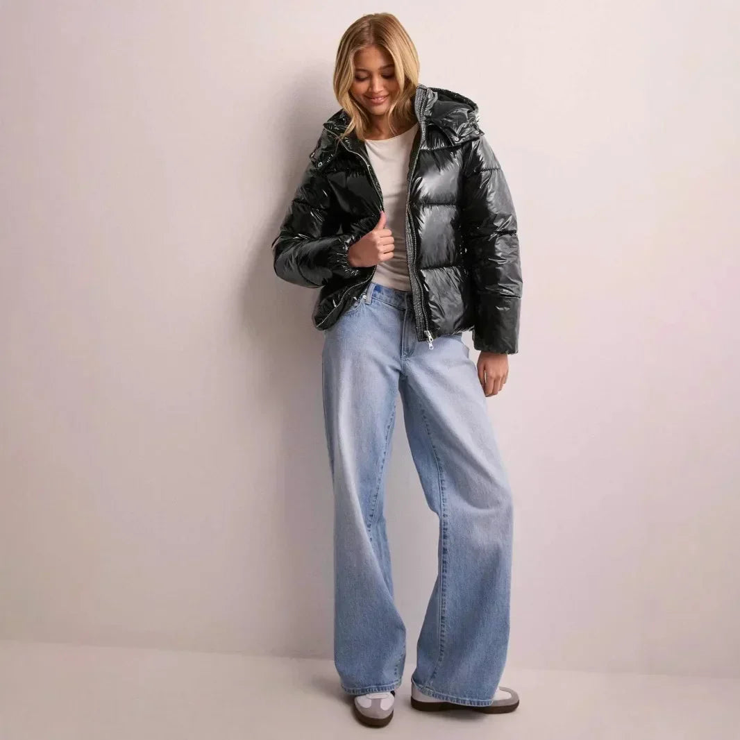 Puffer Jacket Brillante Courte Femme | Chaude, Stylée et Parfaite pour la Ville