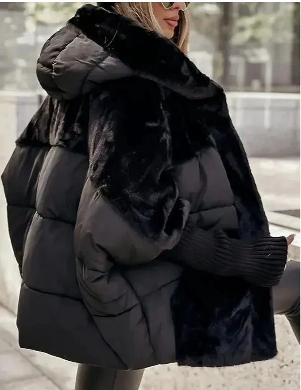 Émeraude | Veste Femme Padded Oversized avec Capuche Fourrure et Poches Pratiques