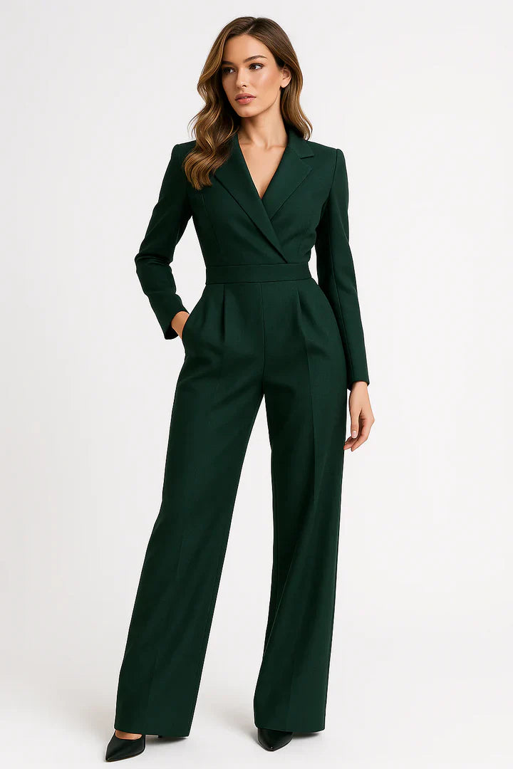 Combinaison Blazer Femme avec Col V & Pantalon Wide-Leg | Élégance pour Bureau et Soirée