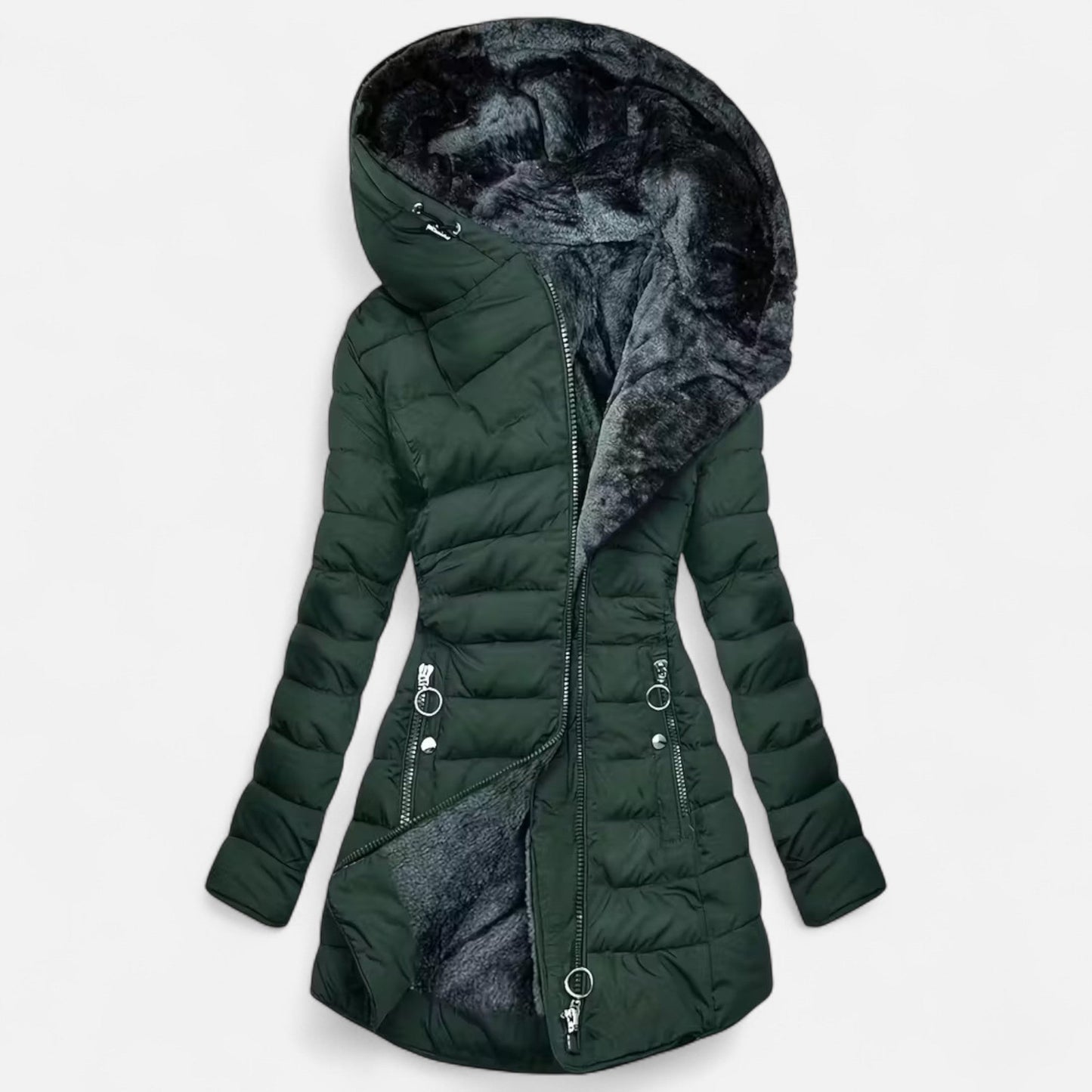Fleece-Lined Hooded Jacket Femme | Veste à Capuche Doublée Polaire | Élégance & Chaleur Quotidienne