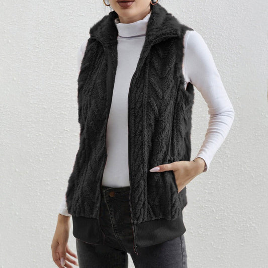 Aubane | Veste Sans Manches Femme Zippée en Jacquard Fleece, Confort et Style Décontracté