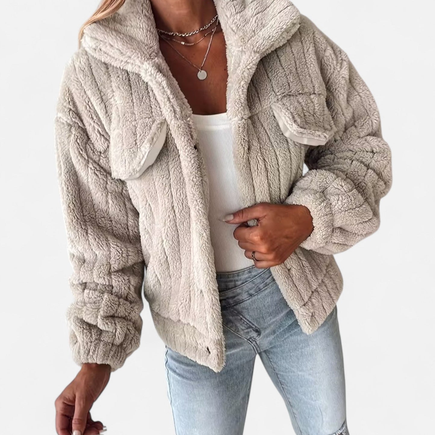 Plush Casual Jacket Femme | Veste Douce et Élégante | Confort & Style d’Hiver