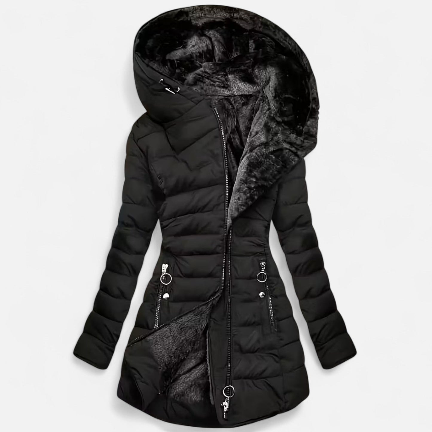 Fleece-Lined Hooded Jacket Femme | Veste à Capuche Doublée Polaire | Élégance & Chaleur Quotidienne