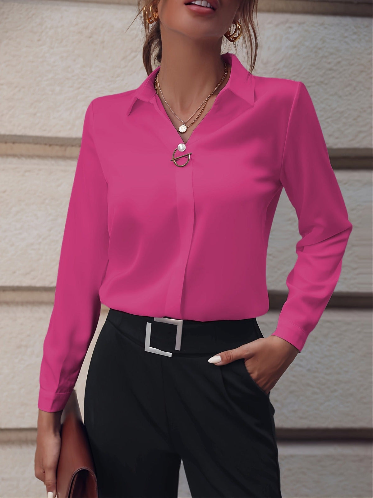 Blouse Femme Unie Élégante – Style Intemporel pour le Quotidien