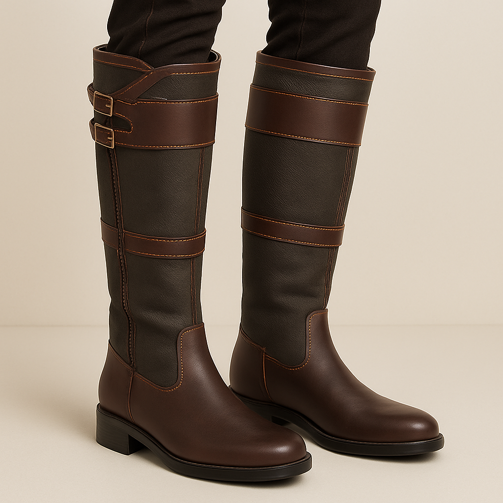 Outdoor Boots Femme | Bottes en Cuir Imperméables à Tige Haute avec Boucles