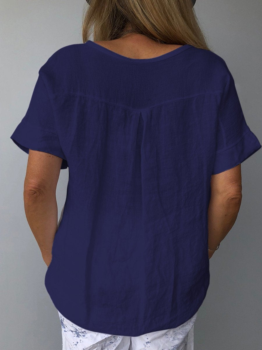 Top Léger en Coton et Lin pour Femme – Style Décontracté & Confort Estival