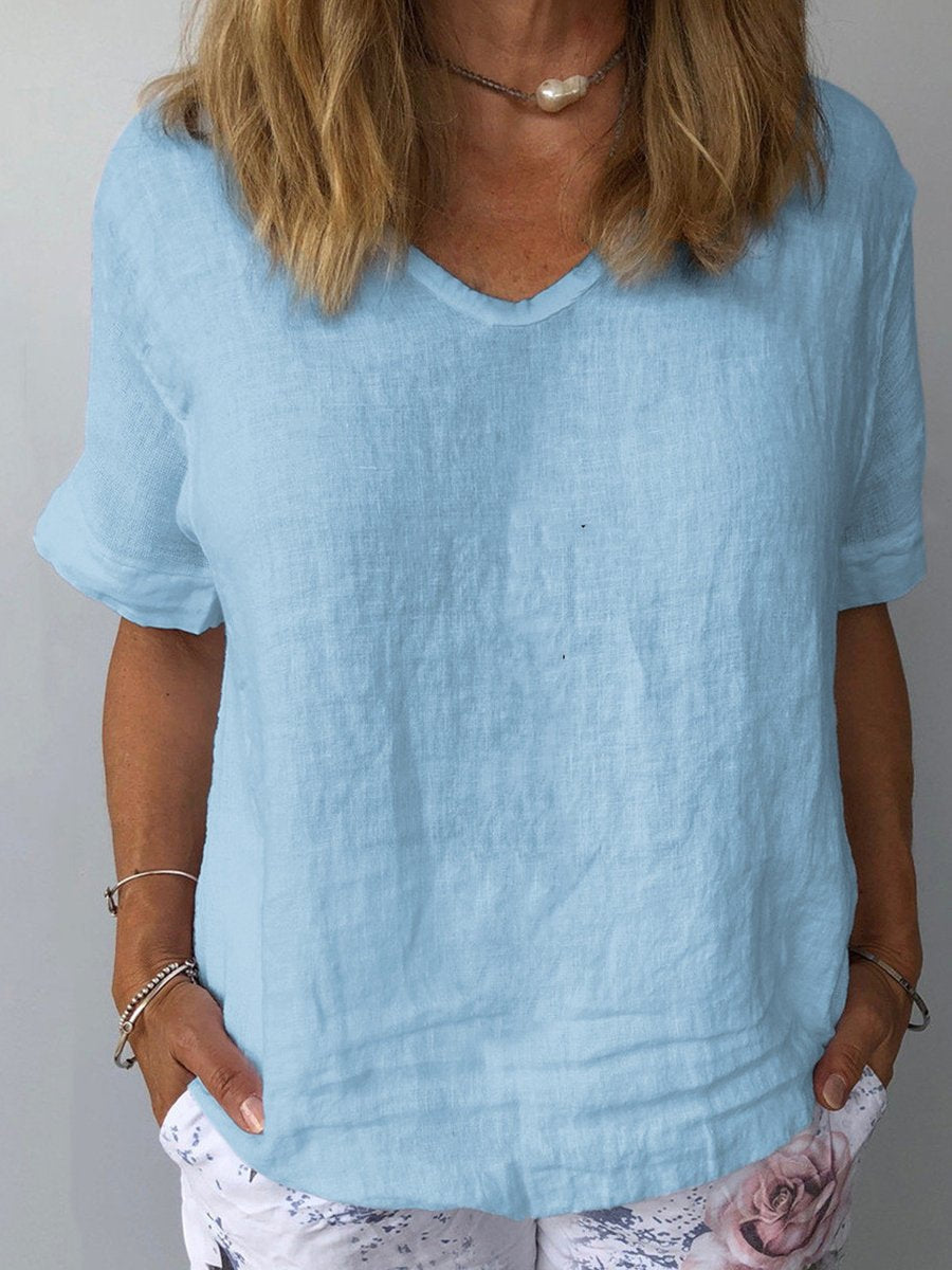 Top Léger en Coton et Lin pour Femme – Style Décontracté & Confort Estival