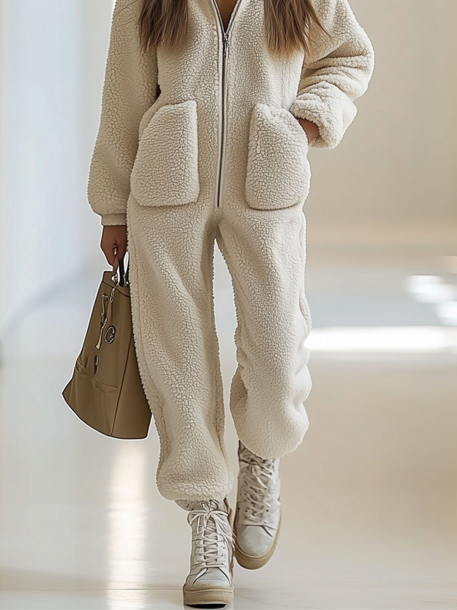 Combinaison Teddyfleece Femme avec Capuche | Confort Douillet et Style Décontracté d’Hiver