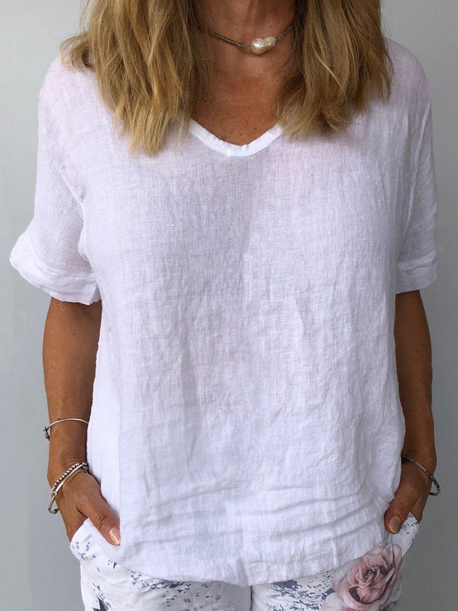 Top Léger en Coton et Lin pour Femme – Style Décontracté & Confort Estival