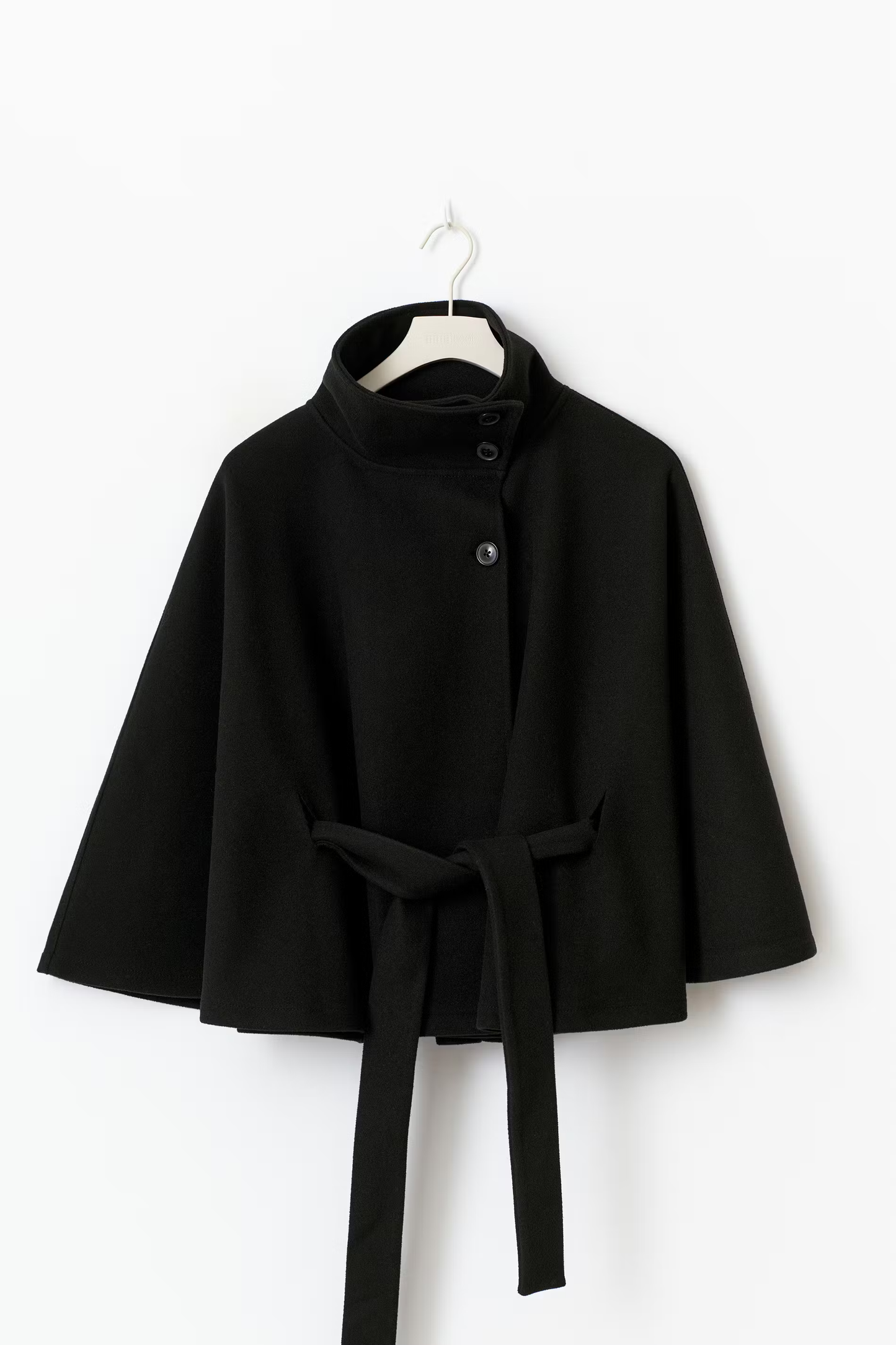 Cape Élégante Femme avec Ceinture et Col Montant