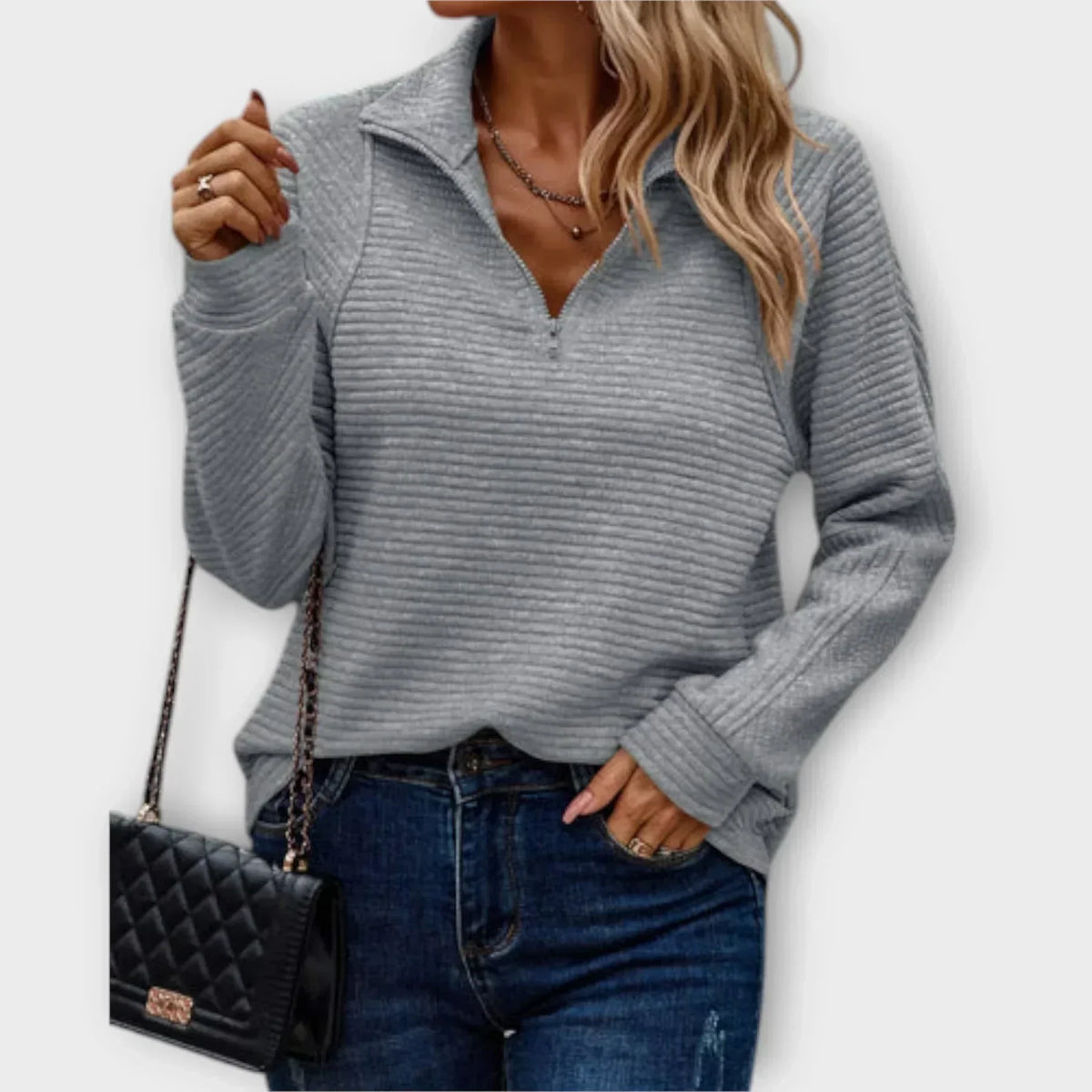 Pull Femme Klara Col Zippé | Chaleur et Style Casual Hivernal