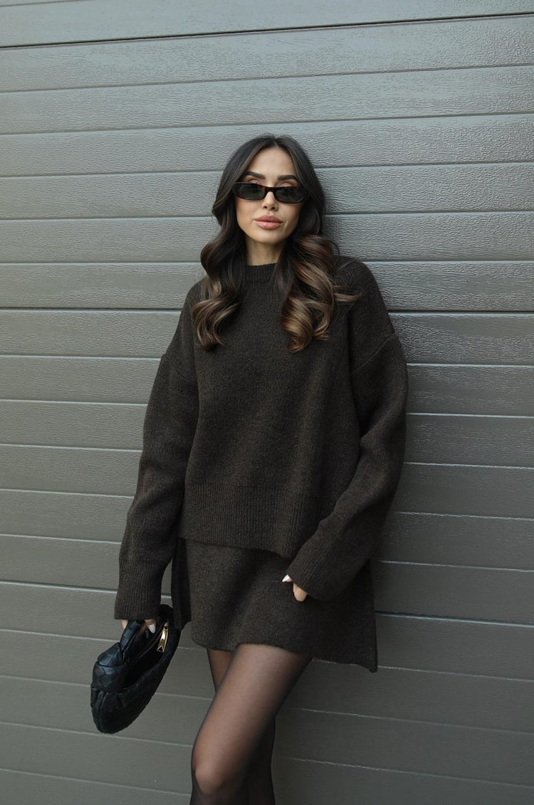 Cozy Knit Set Femme | Pull & Mini-jupe Moderne