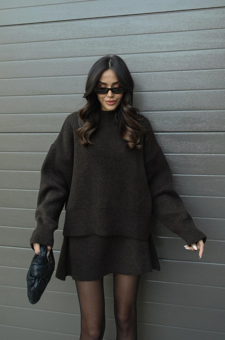 Cozy Knit Set Femme | Pull & Mini-jupe Moderne
