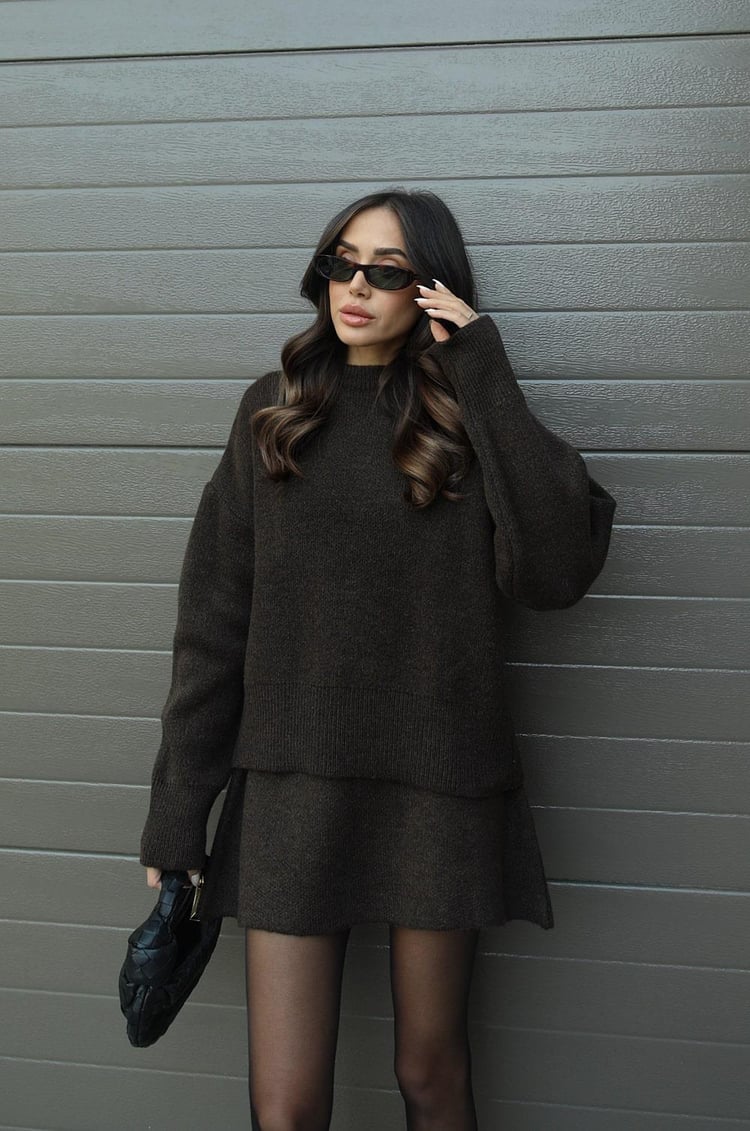 Cozy Knit Set Femme | Pull & Mini-jupe Moderne