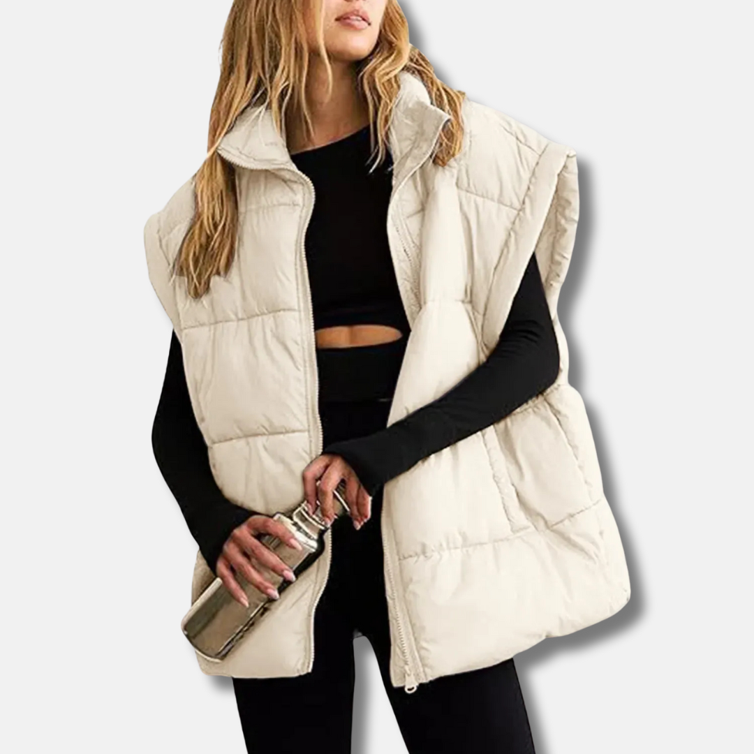 Veste matelassée sans manches pour femme avec col montant — légère, chaude & stylée