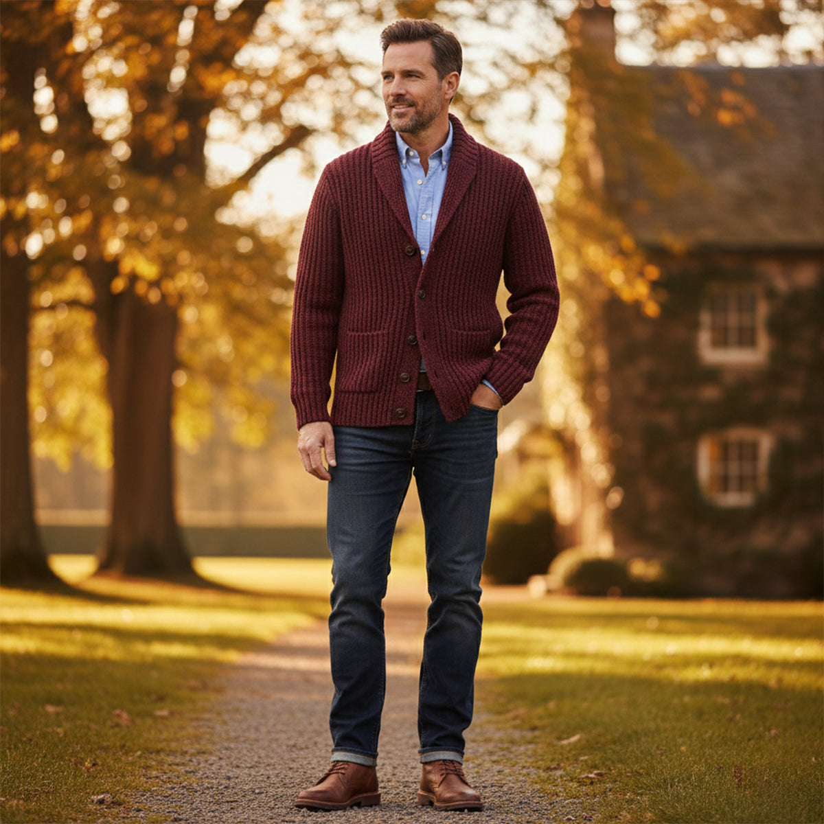 Cardigan structuré pour homme avec col à revers — élégance casual pour toutes saisons