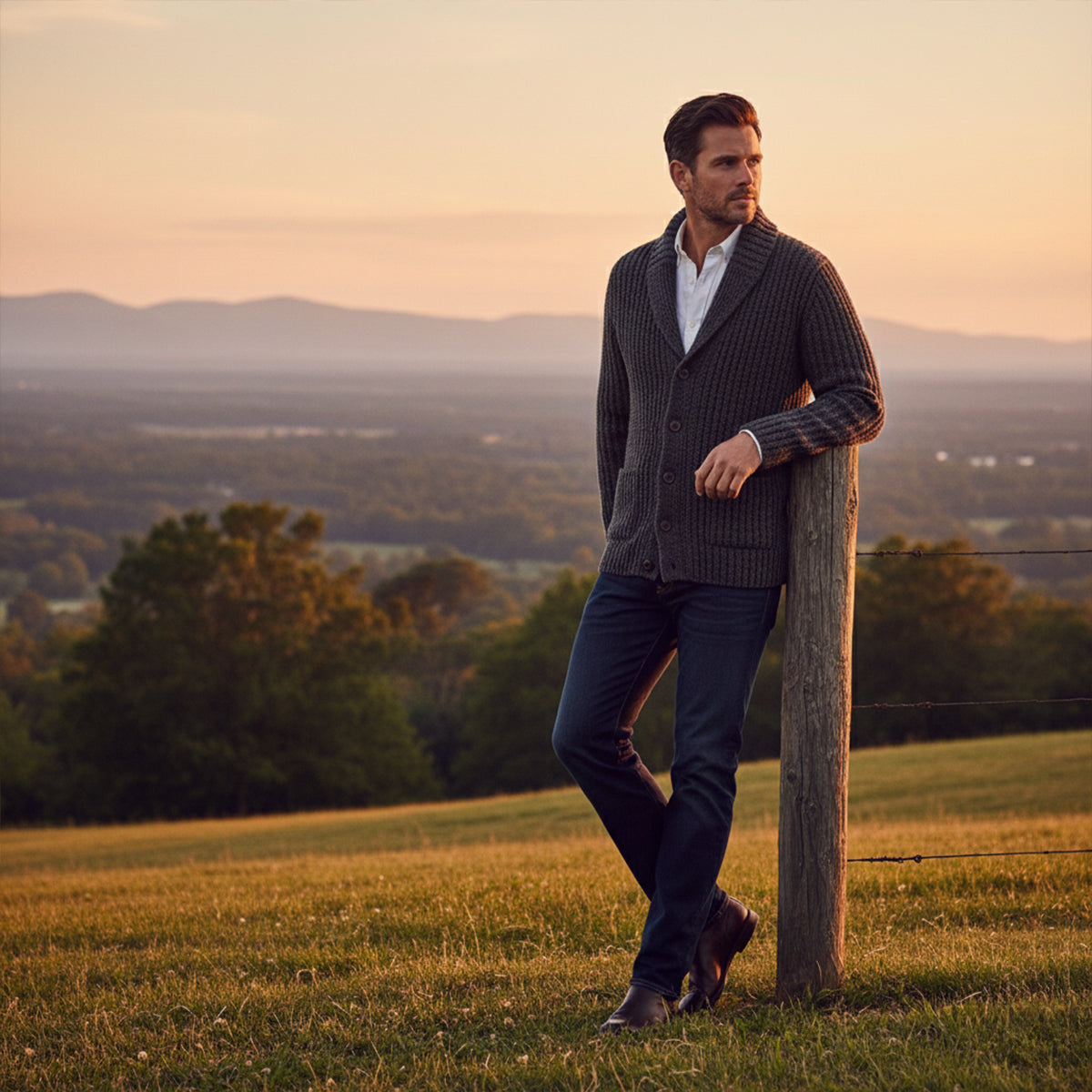 Cardigan structuré pour homme avec col à revers — élégance casual pour toutes saisons
