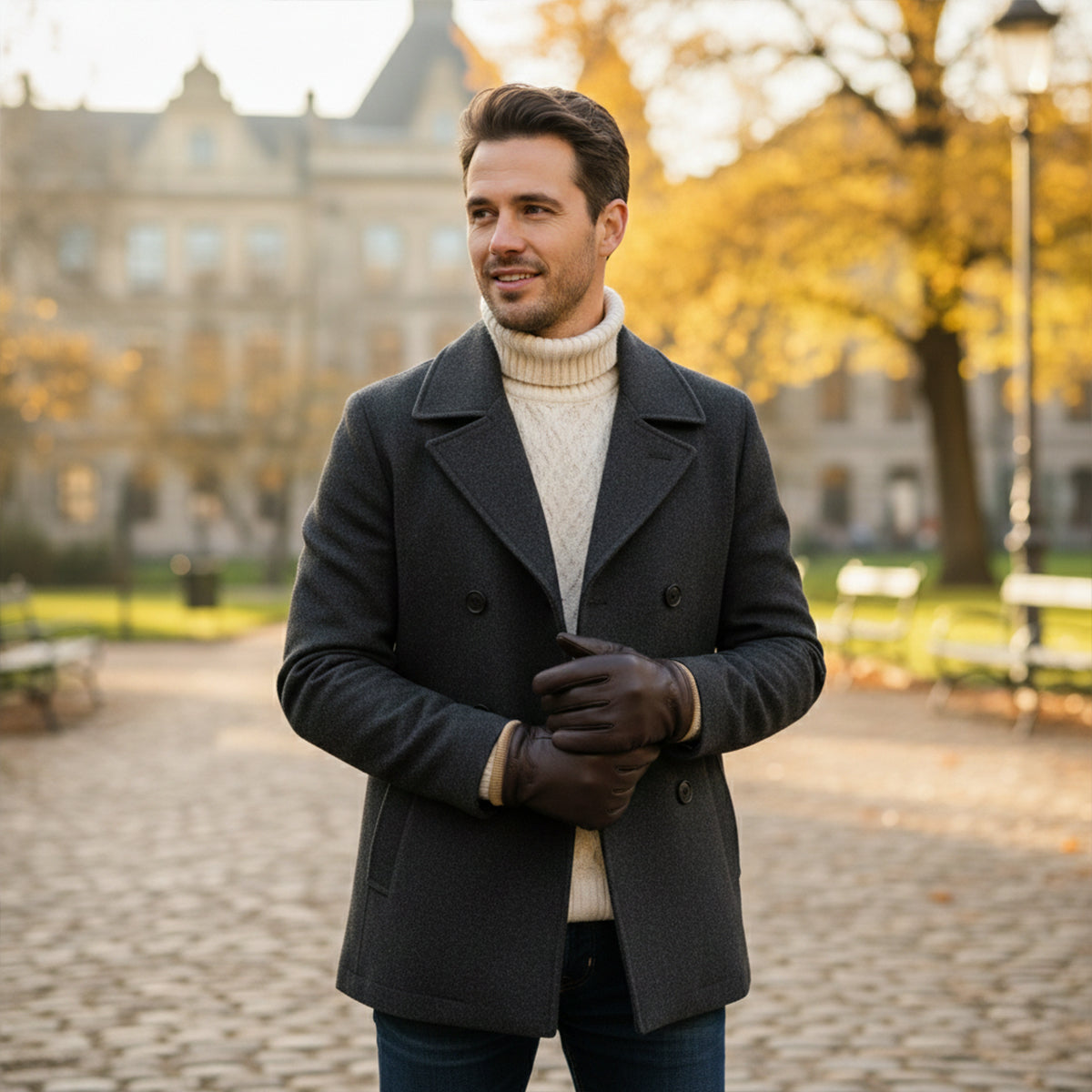 Gants d’hiver classiques pour homme avec poignets côtelés — chaleur et confort essentiels