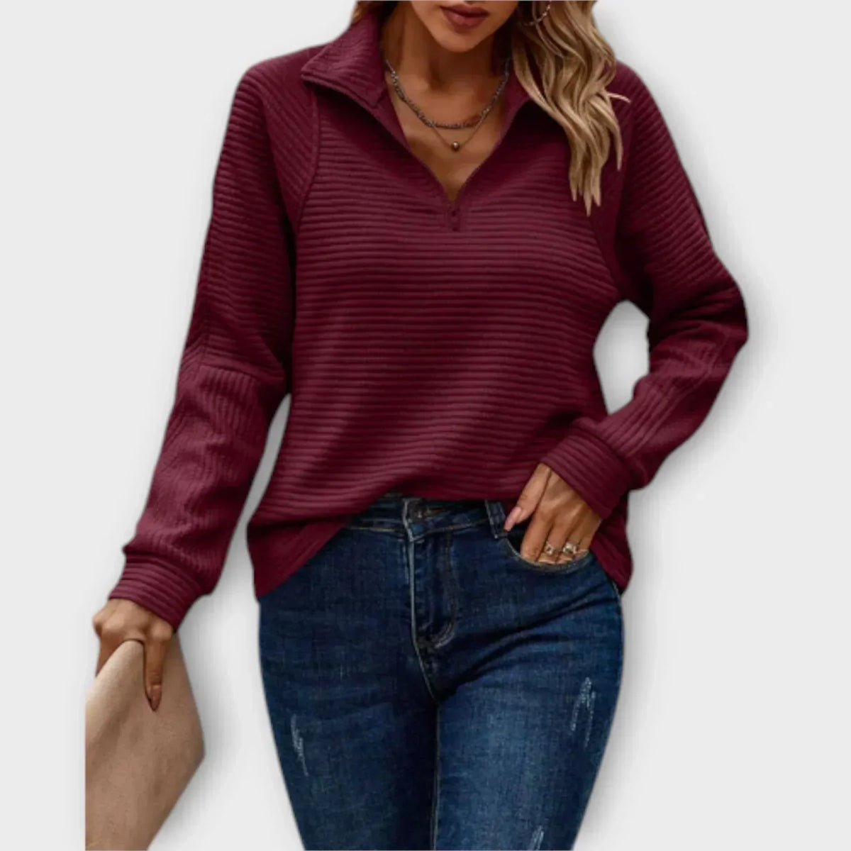 Pull Femme Klara Col Zippé | Chaleur et Style Casual Hivernal