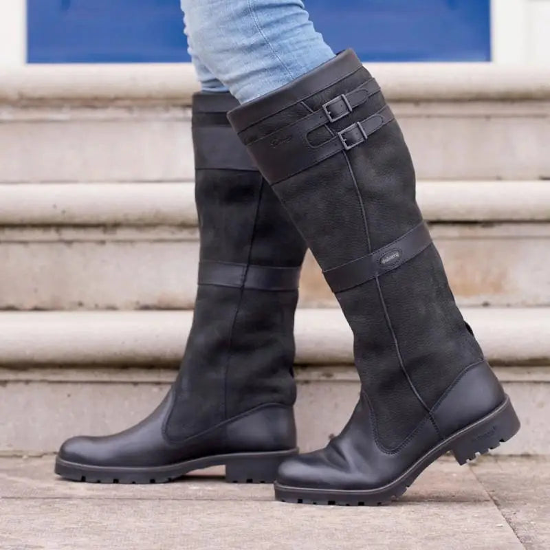 Outdoor Boots Femme | Bottes en Cuir Imperméables à Tige Haute avec Boucles