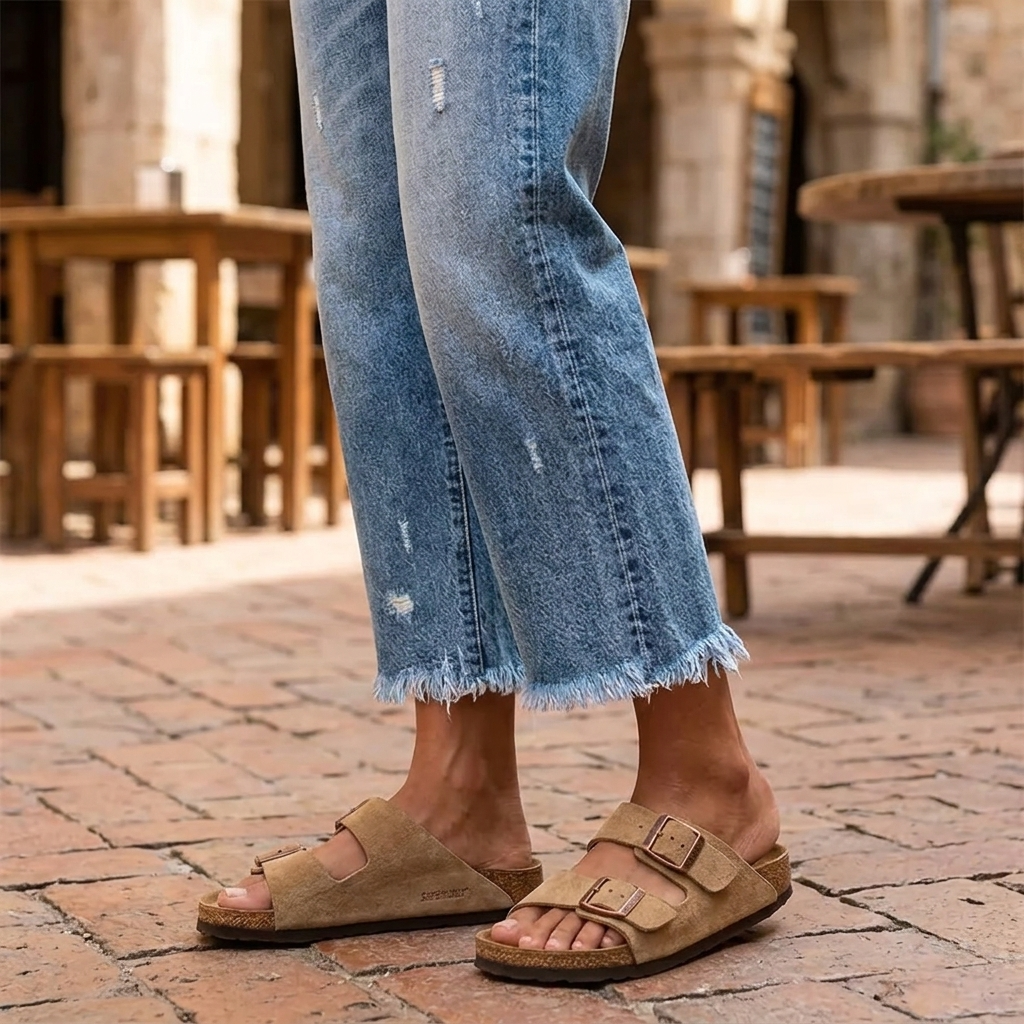 Jean femme | Jean droit et confortable à ourlet effiloché pour un style décontracté