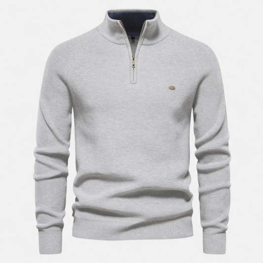 Cotton Zip Sweater Homme | Pull Zippé Col Montant en Coton | Élégance Chauffante & Style Raffiné