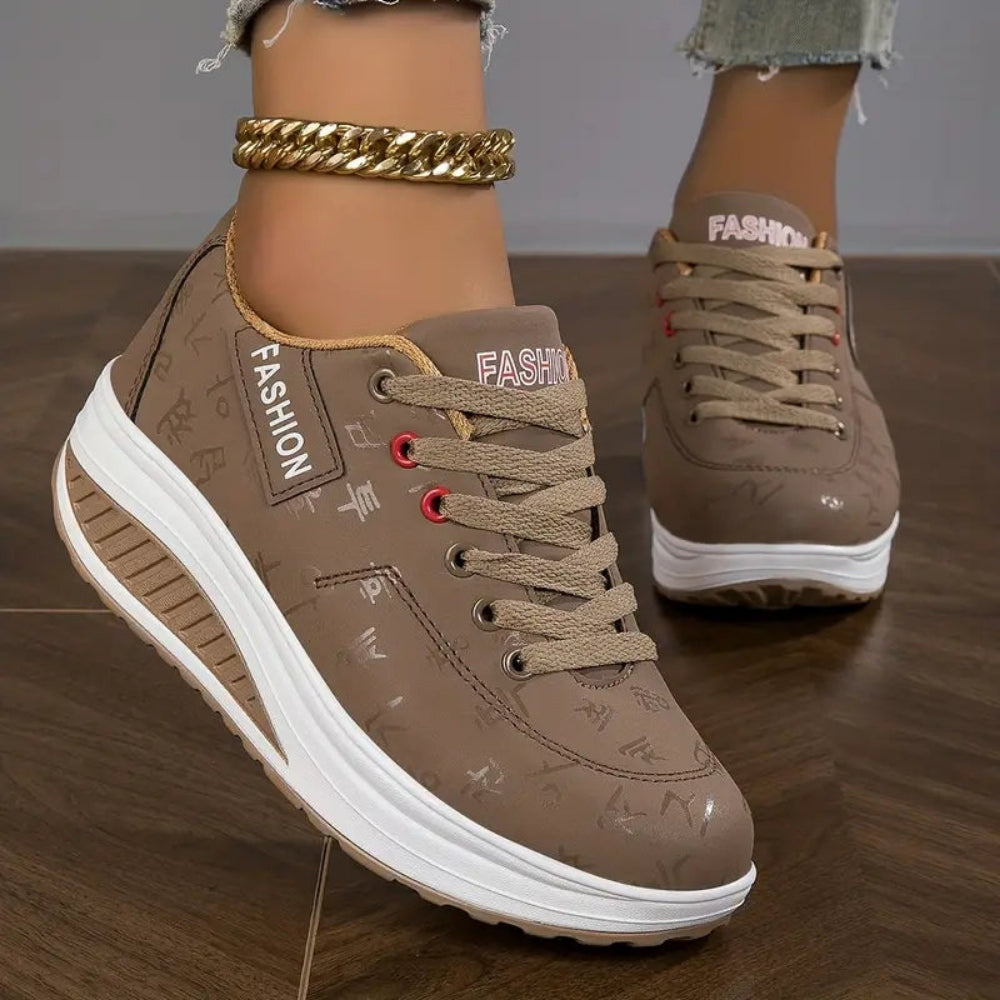 Sneakers Low-Top pour Femme – Confort Quotidien avec Semelle Surélevée