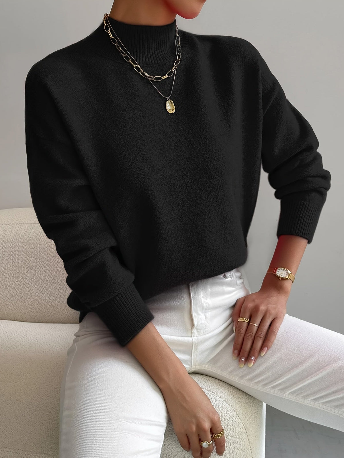 Pull Fin Doux à Col Montant Femme | Élégance Hivernale et Confort Minimaliste