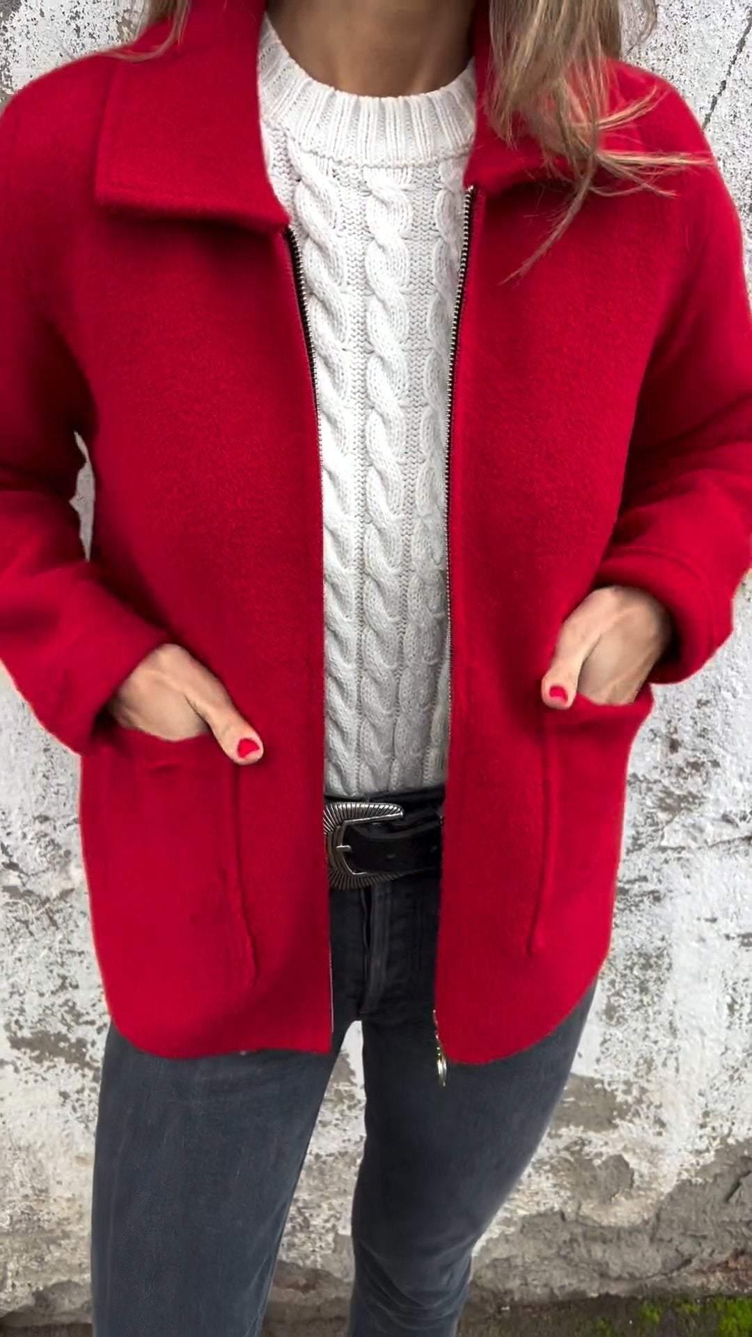 Estrella | Cardigan Épais Femme Col Revers avec Poches