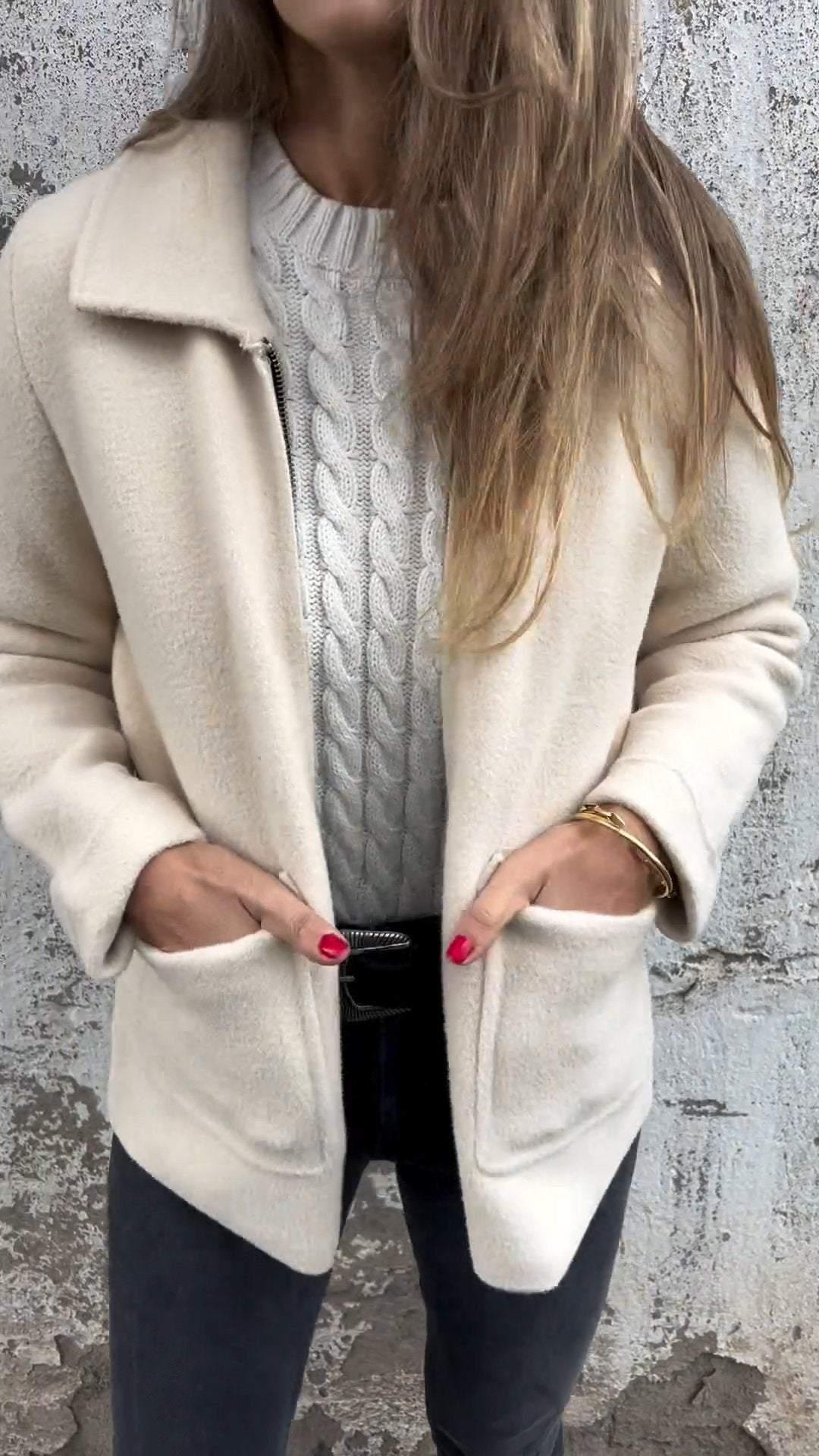 Estrella | Cardigan Épais Femme Col Revers avec Poches