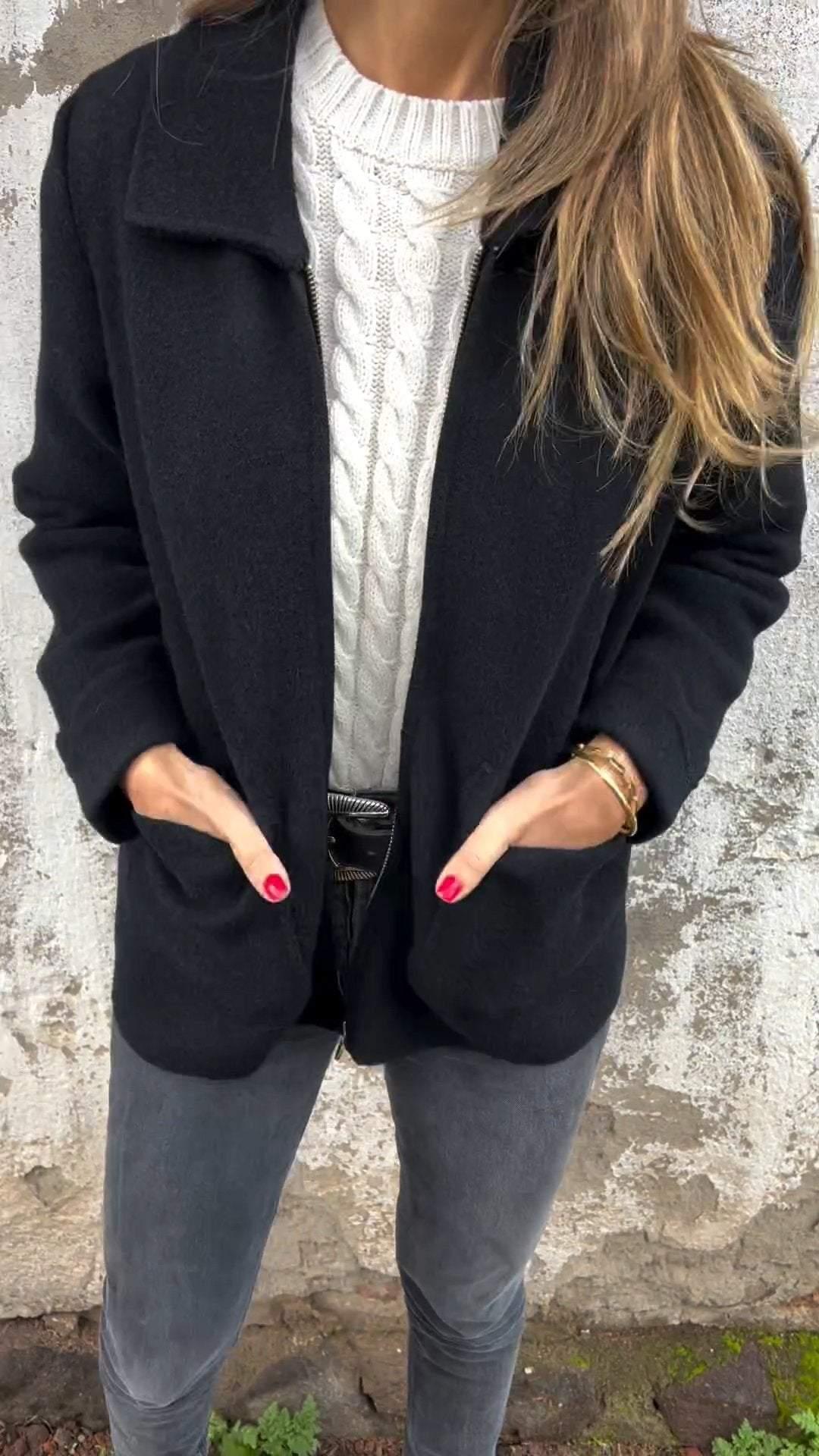 Estrella | Cardigan Épais Femme Col Revers avec Poches