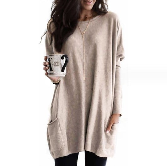 Pull Oversize Long à Poches Femme | Confort Douillet et Style Décontracté