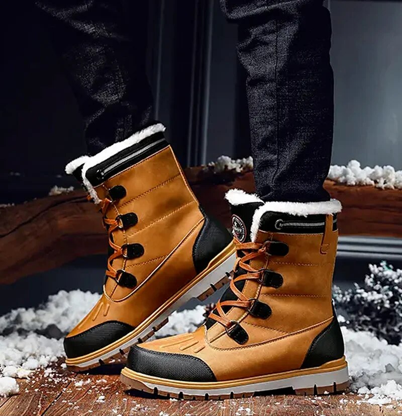 Thaylen | Bottines Homme Hiver Mi-hautes avec Lacets et Doublure Chaude