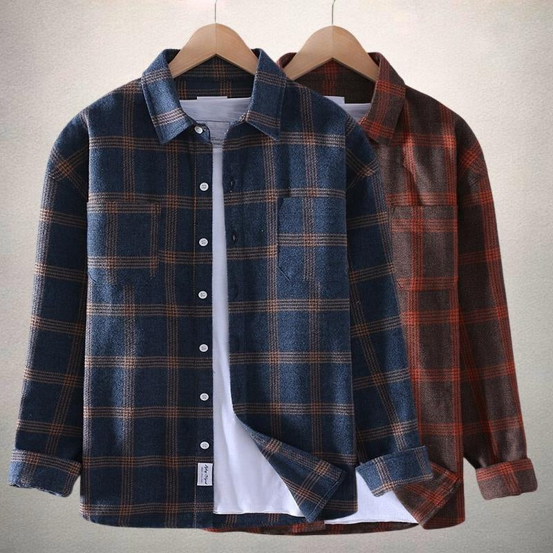 Classic Plaid Shirt Homme | Chemise à Carreaux en Flanelle Épaisse, Confort et Style Décontracté