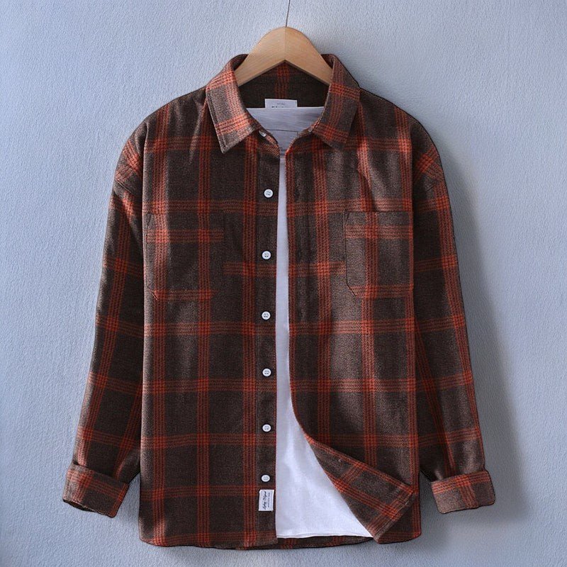 Classic Plaid Shirt Homme | Chemise à Carreaux en Flanelle Épaisse, Confort et Style Décontracté