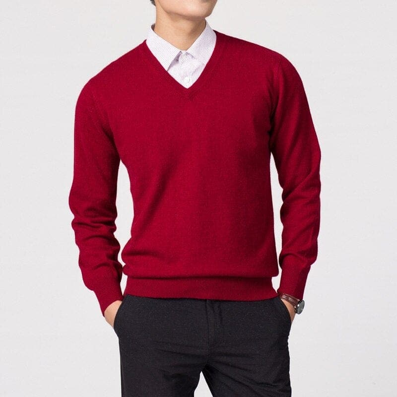 Pull Homme en Cachemire avec Col V – Luxueux, Confortable & Élégant